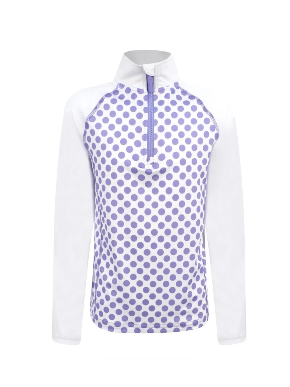 Little Miss Tennis Girls XS Quarter Zip Pullover Lavender Polka Dot NWT